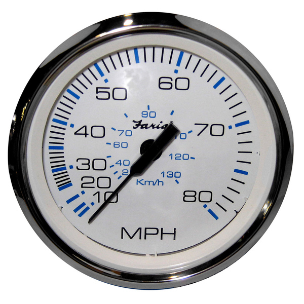 Faria Beede Instruments Chesapeake White SS 4" Speedometer - 80MPH (Mechanical) 33819